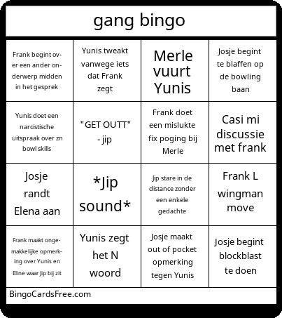 gang bingo Cards Free Pdf Printable Game, Title: gang bingo