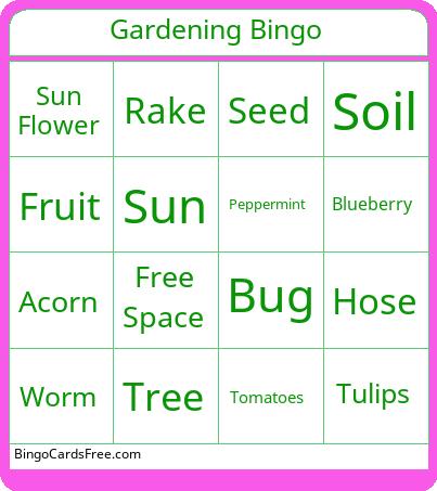 Gardening Bingo