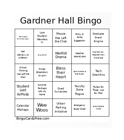 Gardner Hall V2 Bingo Card