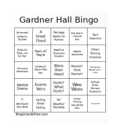 Gardner Hall V4 Bingo Card
