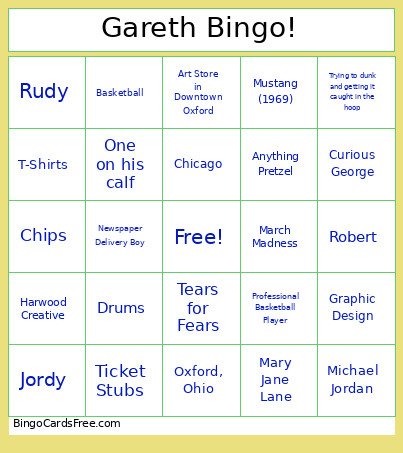 Gareth ! Bingo Card