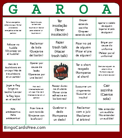 Garoa Bowl Bingo Card