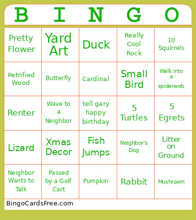 Gary Bday Bingo Card