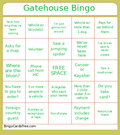 Gatehouse Bingo Card