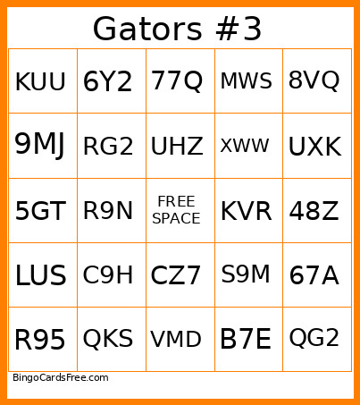 Gators #3 Bingo Card