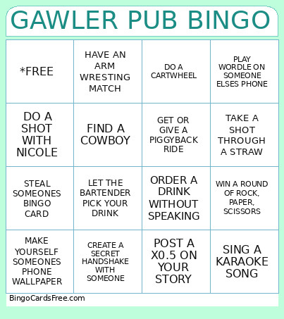 GAWLER PUB Bingo Card