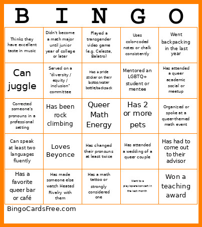Gay Bingo Card