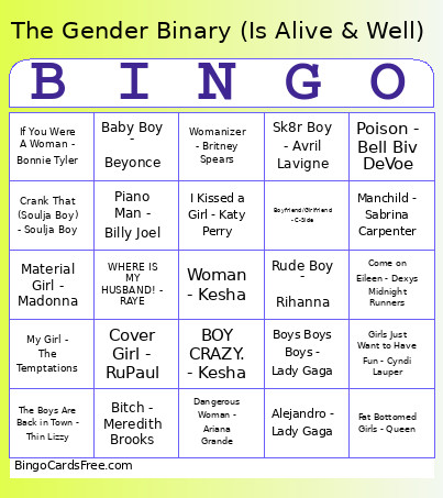 Gay Bingo Card