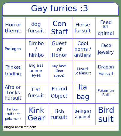 Gay Furries :3 Bingo Card