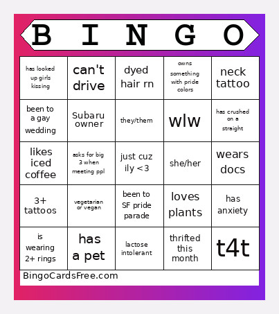Gaybo Bingo Card