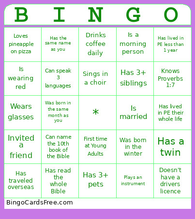 GBC Bingo Card