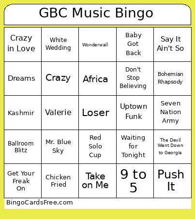 GBC Music Bingo