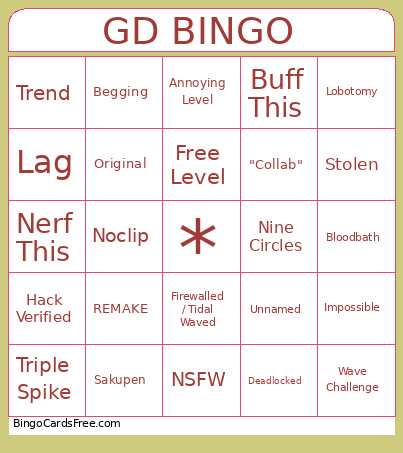 Gd Bingo Card