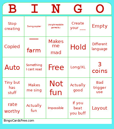 Gd Recent Tab Bingo Card
