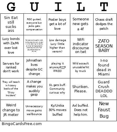 Gear 4.75 Bingo Card