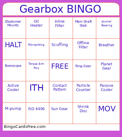 Gearbox Bingo Card