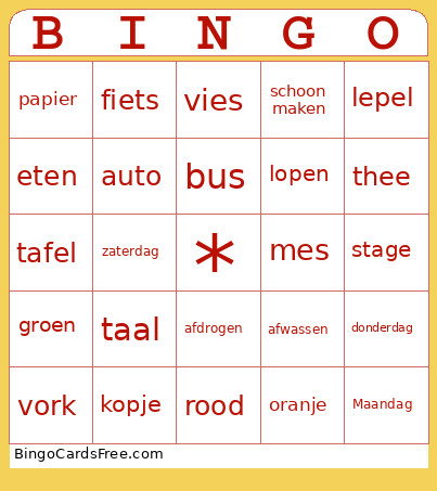 Gebaren Bingo Card