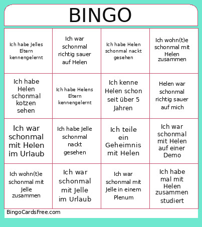 Gebu Jelle Bingo Card