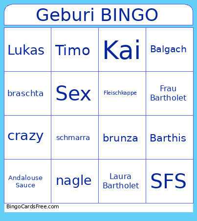 Geburi Bingo Card