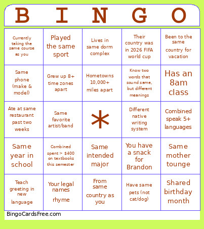 GEC Kickoff Bingo Card