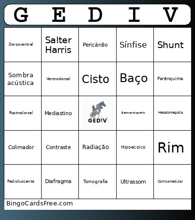 GEDIV Bingo Card