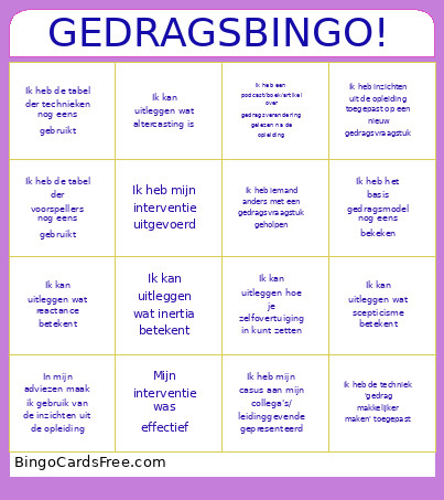 GEDRAGS! Bingo Card