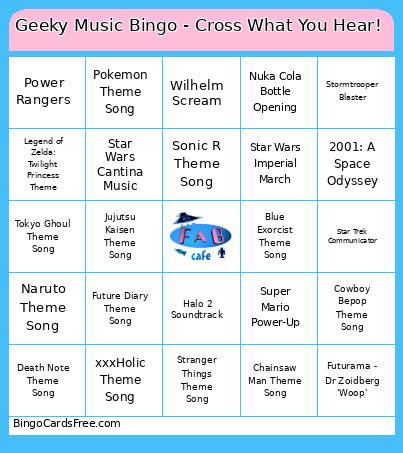 Geeky Music - Cross What You Hear! Bingo Card