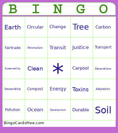 GeenGreen Bingo Card