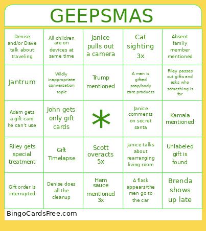 GEEPSMAS Bingo Card