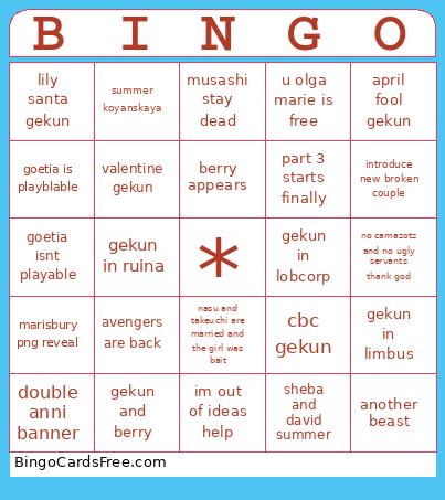 Gekun Bingo Card