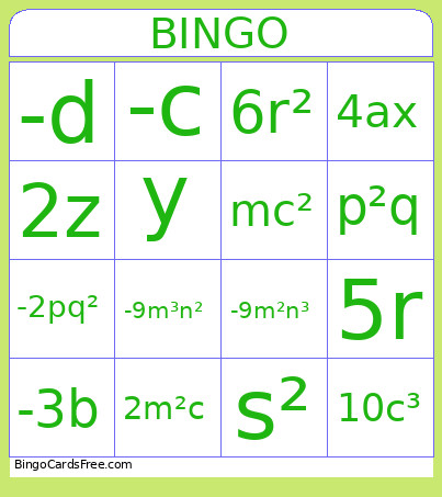 Gelijksoortige Eentermen Bingo Card