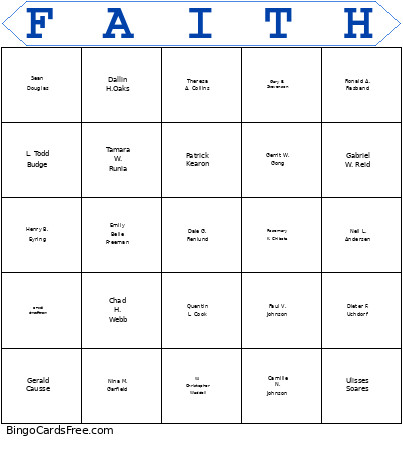 General Conference Bingo Card
