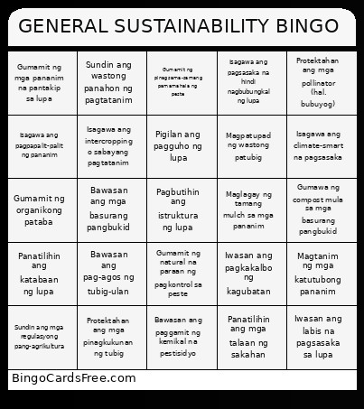 GENERAL SUSTAINABILITY Bingo Card