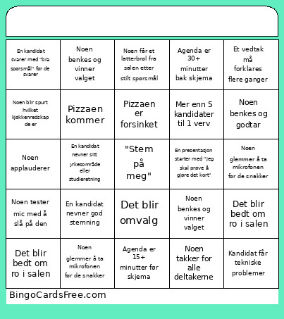 Generalforsamling Høst 2025 Bingo Card