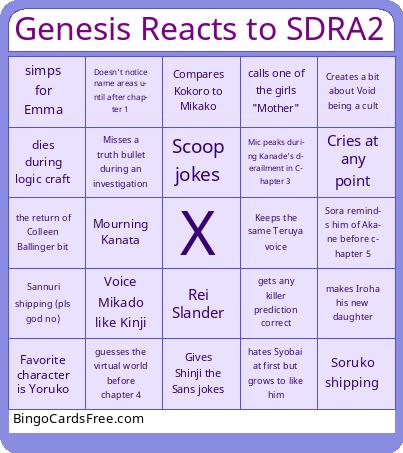 Genesis Reacts to SDRA2 Bingo