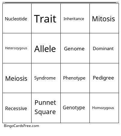 Genetics Bingo