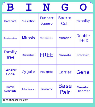 Genetics Bingo Card