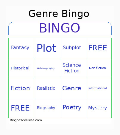 Genre Bingo Card
