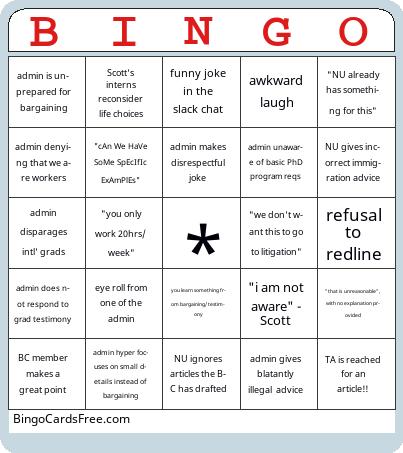 GENU Bargaining Bingo 01/28 Cards Free Pdf Printable Game, Title: BINGO