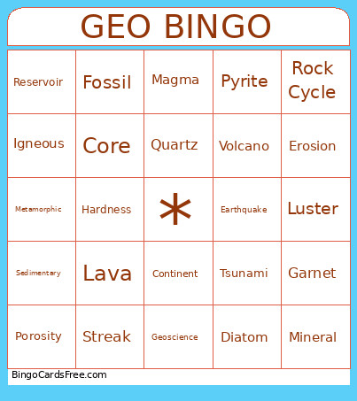 GEO Bingo Card 2