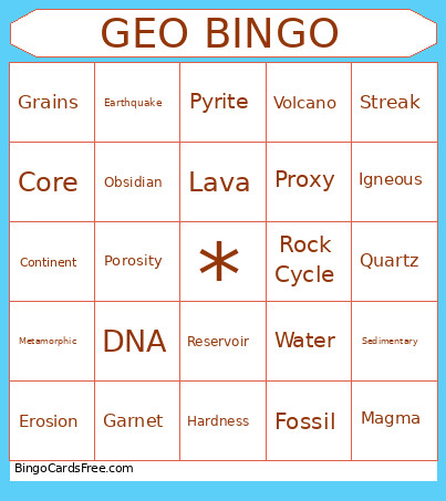 GEO Bingo Card