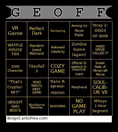 GEOFF Bingo