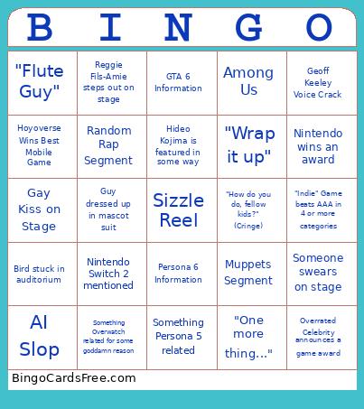 Geoff Keeley's Lame Awards Bingo Card