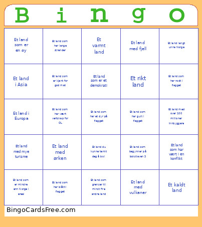 Geografi Bingo Card