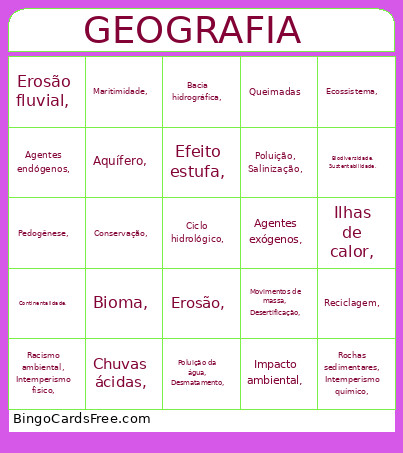 GEOGRAFIA Bingo Card