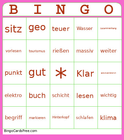 Geographie Bingo Card