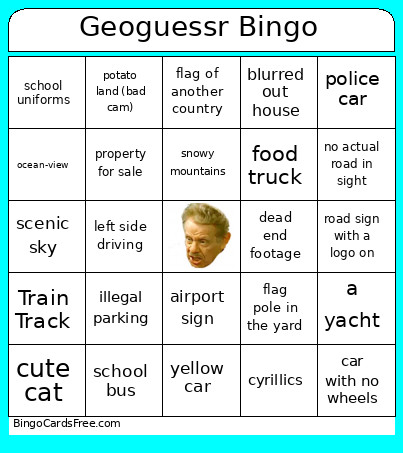 Geoguessr Bingo Card