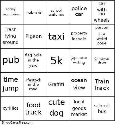 Geoguessr Bingo Card 2