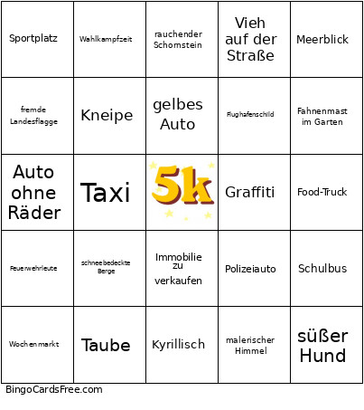 Geoguessr Bingo Card