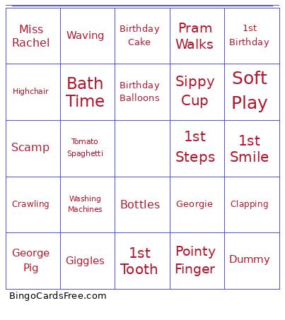 George’s Birthday Bingo!